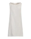 120% Lino Woman Mini Dress Cream Size 10 Linen In White