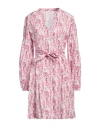 120% Lino Woman Mini Dress Fuchsia Size 12 Linen In Pink