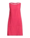 120% Lino Woman Mini Dress Fuchsia Size 4 Linen In Pink