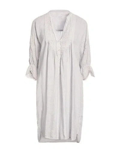 120% Lino Woman Mini Dress Grey Size 12 Linen In Gray