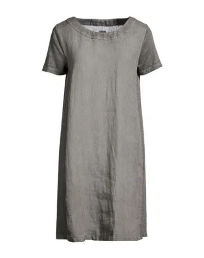 120% Lino Woman Mini Dress Grey Size 14 Linen In Gray