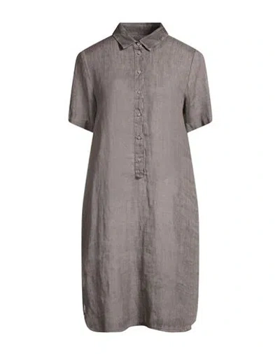 120% Lino Woman Mini Dress Grey Size 4 Linen In Gray