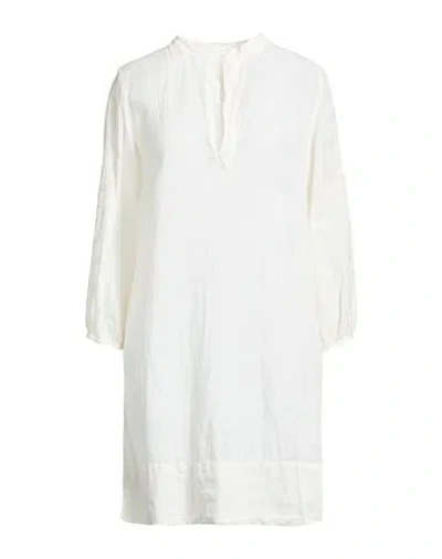 120% Lino Woman Mini Dress Ivory Size 8 Linen In White