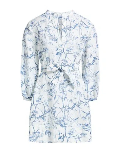 120% Lino Woman Mini Dress Light Blue Size 10 Linen