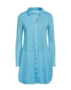 120% Lino Woman Mini Dress Light Blue Size M Linen