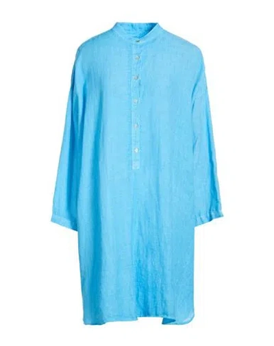 120% Lino Woman Mini Dress Light Blue Size S Linen