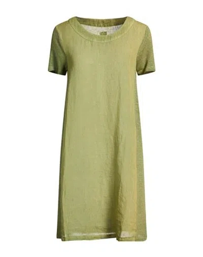 120% Lino Woman Mini Dress Light Green Size 4 Linen