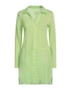 120% Lino Woman Mini Dress Light Green Size L Linen In Green
