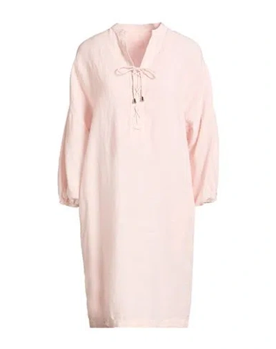 120% Lino Woman Mini Dress Light Pink Size 6 Linen