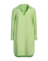 120% Lino Woman Mini Dress Lime Green Size L Linen