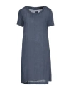 120% Lino Woman Mini Dress Navy Size 12 Linen