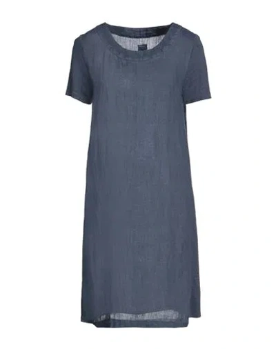 120% Lino Woman Mini Dress Navy Size 12 Linen