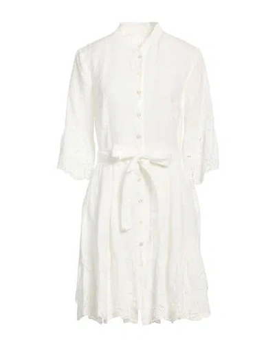 120% Lino Woman Mini Dress Off White Size 12 Linen
