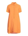 120% Lino Woman Mini Dress Orange Size 12 Linen