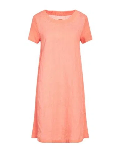 120% Lino Woman Mini Dress Orange Size 10 Linen