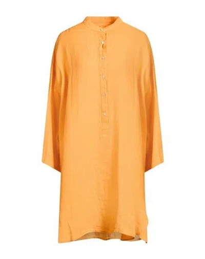 120% Lino Woman Mini Dress Orange Size M Linen