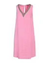 120% Lino Woman Mini Dress Pink Size 10 Linen In Pink