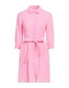 120% Lino Woman Mini Dress Pink Size 12 Linen In Pink
