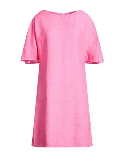 120% Lino Woman Mini Dress Pink Size 12 Linen