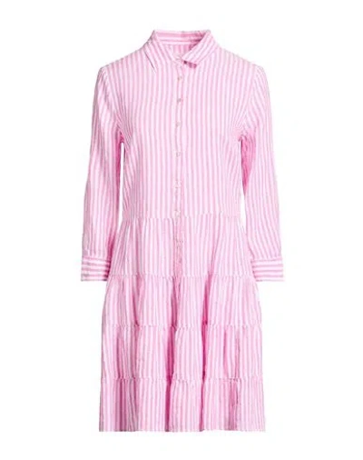 120% Lino Woman Mini Dress Pink Size 12 Linen