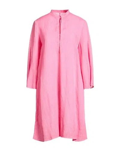 120% Lino Woman Mini Dress Pink Size 8 Linen