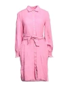 120% Lino Woman Mini Dress Pink Size 6 Linen In Pink