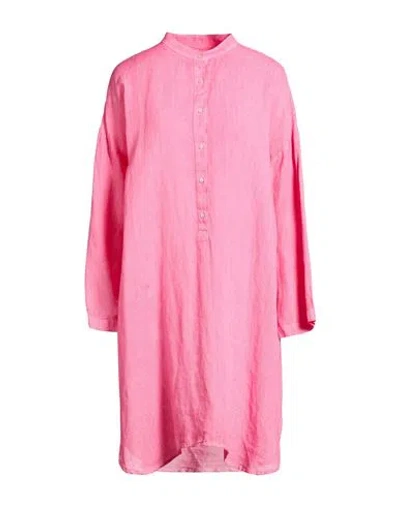 120% Lino Woman Mini Dress Pink Size L Linen