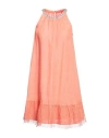 120% Woman Short Dress Salmon Pink Size 2 Linen In Pink