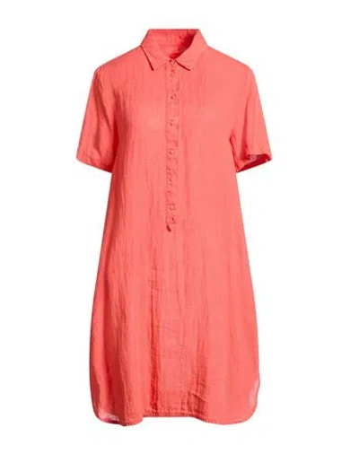 120% Lino Woman Mini Dress Tomato Red Size 14 Linen