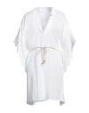 120% Lino Woman Mini Dress White Size 10 Linen In White