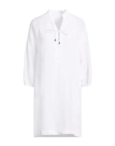 120% Lino Woman Mini Dress White Size 10 Linen