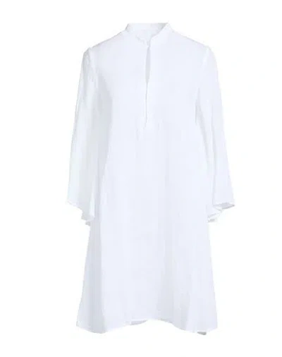 120% Lino Woman Mini Dress White Size 10 Linen