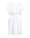 120% Woman Short Dress White Size 2 Linen In White