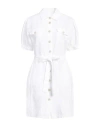 120% Lino Woman Mini Dress White Size 12 Linen In White