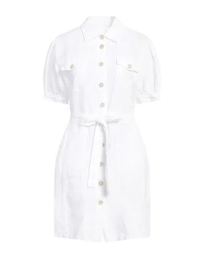 120% Lino Woman Mini Dress White Size 12 Linen
