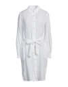 120% Lino Woman Mini Dress White Size 8 Linen