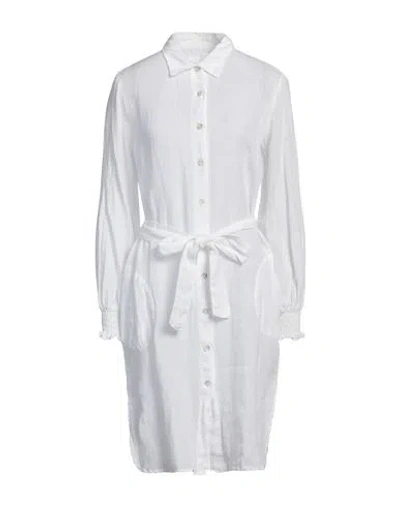 120% Lino Woman Mini Dress White Size 8 Linen