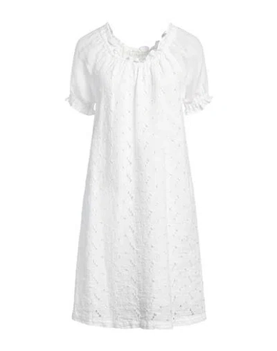 120% Lino Woman Mini Dress White Size 12 Linen