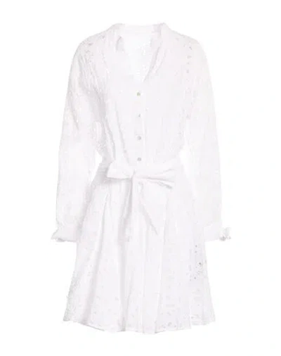 120% Lino Woman Mini Dress White Size 12 Linen