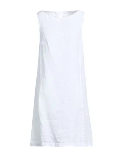 120% Lino Woman Mini Dress White Size 4 Linen