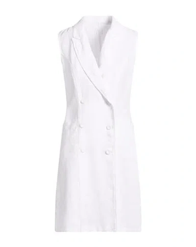 120% Lino Woman Mini Dress White Size 6 Linen In Multi