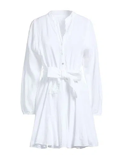 120% Lino Woman Mini Dress White Size 8 Linen