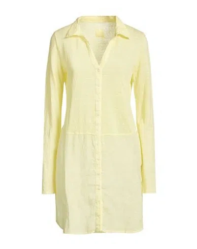 120% Lino Woman Mini Dress Yellow Size S Linen
