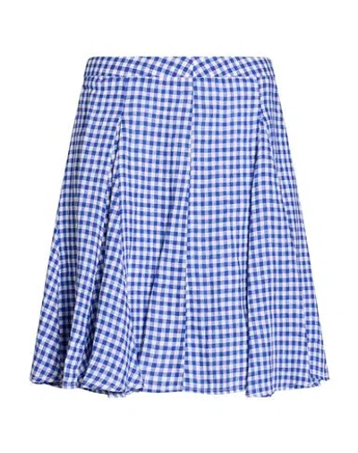 120% Lino Woman Mini Skirt Blue Size 6 Linen