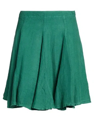120% Lino Woman Mini Skirt Dark Green Size 6 Linen