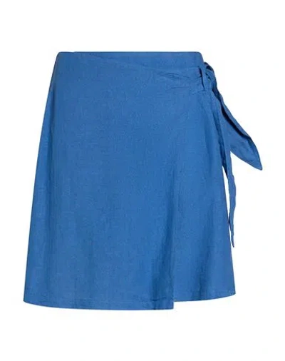 120% Lino Woman Mini Skirt Slate Blue Size 6 Linen