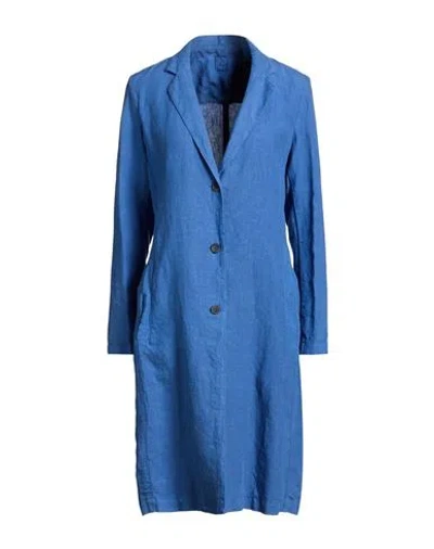 120% Lino Woman Overcoat & Trench Coat Blue Size 6 Linen