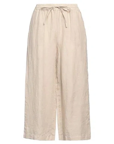 120% Lino Woman Pants Beige Size 10 Linen In Beige