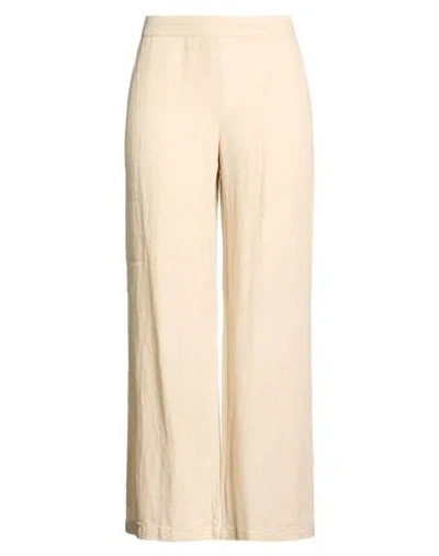 120% Lino Woman Pants Beige Size 14 Linen