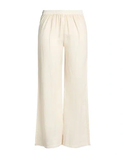 120% Lino Woman Pants Beige Size 14 Linen In Neutral